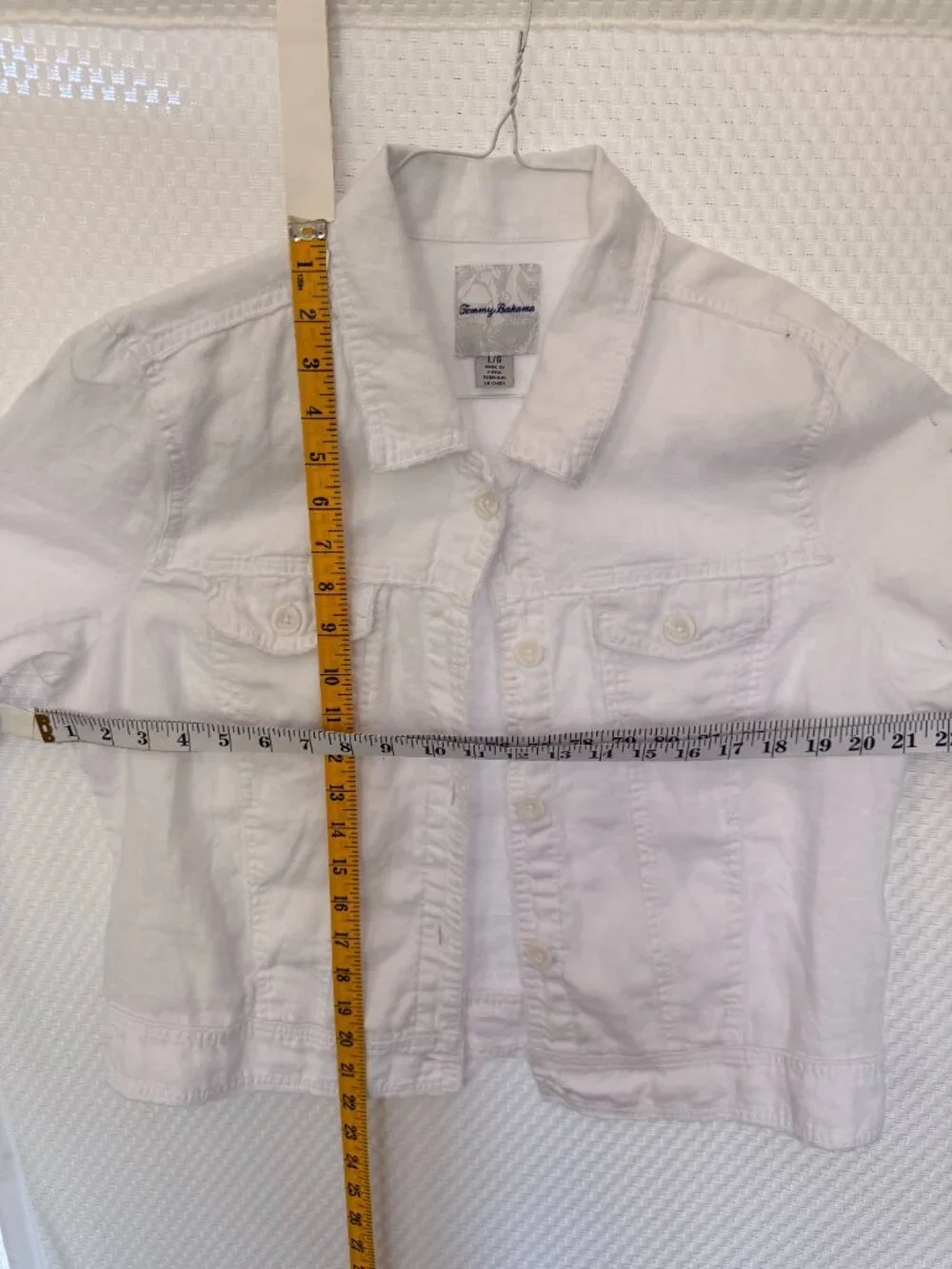 TOMMY BAHAMA WHITE LINEN JEAN JACKET STYLING JACKET SIZE L - Picture 6 of 10